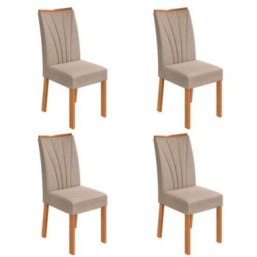 Imagem de Conjunto com 4 Cadeiras Apogeu Linho Bege e Amêndoa - Modern