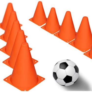 Imagem de Novelty Place Cones de treinamento multiuso (conjunto de 12), cone de trânsito macio e durável para segurança, agilidade, futebol, futebol e outras atividades – laranja neon 17,8 cm