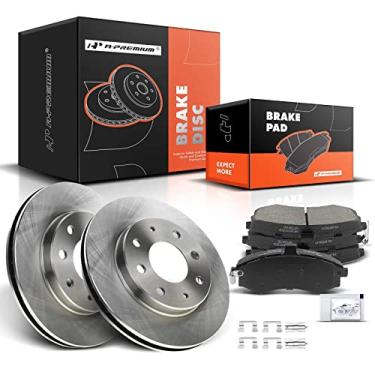 Imagem de A-Premium Kit De Rotores Freio A Disco Ventilados Dianteiros 10,08" (256 Mm) + Pastilhas Cerâmica Compatíveis Com Modelos Hyundai Selecionados - Elantra 2002, 2003, 2004, 2005 L4 2.0L, Conjunto 6 Pe