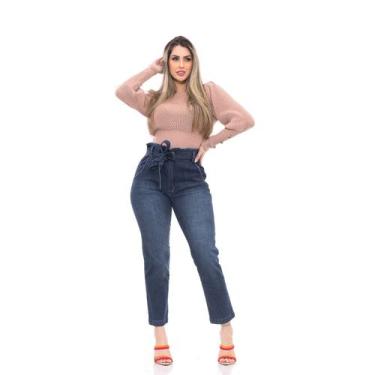 Imagem de Calça Jeans Feminina Boca Reta Clássica Wide Leg - Black Jeans, 40, Je