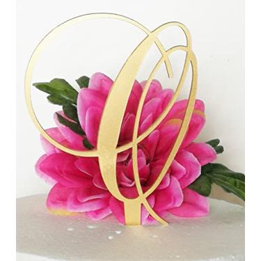 Imagem de Forbes Favors monograma letra de acrílico topo de bolo em ouro escovado ou prata escovada A B C D E F G H I J K L M N O P R S T U V W, Brushed Gold, Letter O