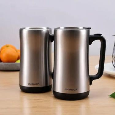 Imagem de Caneca Térmica Parede Dupla em Aço Inox Cinza 550ml com Base Antiderrapante - Estilo Esportivo