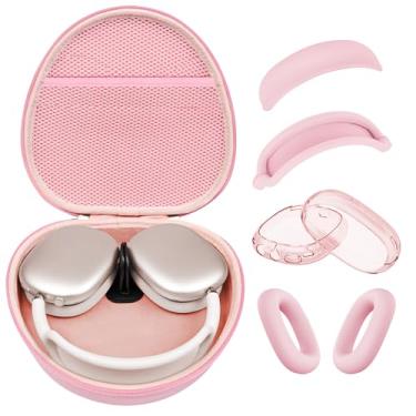 Imagem de Capa rígida para AirPods Max suporta modo de suspensão, capa de fone de ouvido para transporte de viagem com AirPods Max Clear Ear Cups, capa de silicone para fone de ouvido/capa de faixa de cabeça