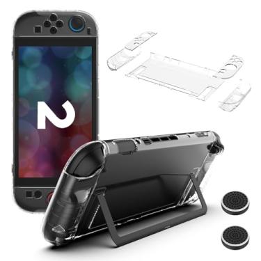 Imagem de WD&CD Capa compatível com Nintendo Switch 2, capa rígida de policarbonato transparente – transparente com 2 botões pretos