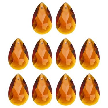 Imagem de PATIKIL K9 Pingentes de gota de cristal, contas ovais, pacote com 10 peças de prismas de lustre de 38 mm, contas penduradas, lâmpada faça você mesmo para decoração de artesanato, âmbar