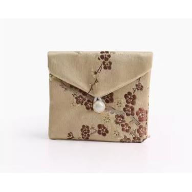 Imagem de Only My Live Home Bolsas de joias de cetim de seda chinesa de botão vintage, sacos de embalagem de pano de flor de ameixa, brincos, pulseira, bolsa de armazenamento de colar (bege (3 peças, 8 x 10 cm
