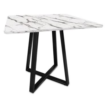 Imagem de Mesa De Jantar Para Cozinha Em aço Estilo Industrial Gizé Tampo Quadra