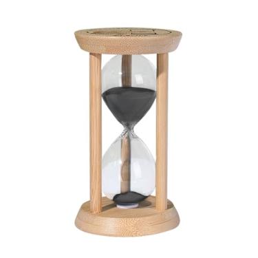 Imagem de SuLiao Temporizador de areia de madeira ampulheta de 60 minutos, relógio de areia de bambu, pequeno relógio de areia preta de 60 minutos, vidro de hora Reloj De Arenai para casa, escritório, sala de