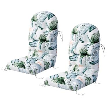 Imagem de Sannwsg Adirondack Conjunto de 2 almofadas para cadeira de balanço, almofadas de pátio com encosto alto, almofadas espessas resistentes ao clima com 6 laços, antiderrapante, desbotamento e à prova