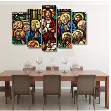 Imagem de Quadro Decorativo Mosaico 5 Peças Santa Ceia Abstrato