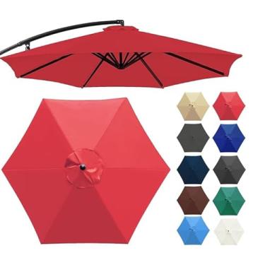 Imagem de Guarda-sol De Substituição À Prova D'água Com Proteção UV, 6/8 Braços Cobertura De Guarda-sol Suspensa Com Deslocamento Em Balanço Para Pátio Externo, Para Jardim (somente Cobertura)(Red,2.7m/6 bone)