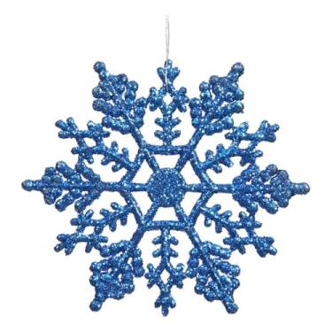 Imagem de Vickerman Floco de neve de plástico com glitter, 10 cm, azul, 24 por caixa