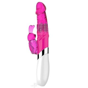 Imagem de Vibrador Rabbit Recarregável Vibrador Erótico Rotativo com Estimulador Coelho de Luxo [ROSA] 5481