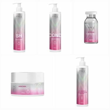 Imagem de kit cabelos cacheados ondulados crespos completo com 5 produtos shampo