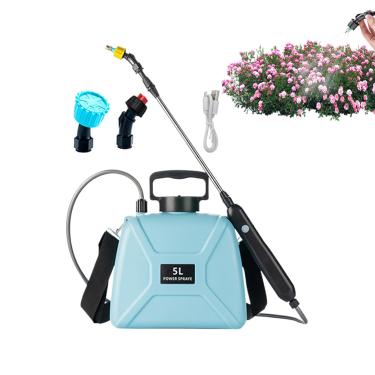 Imagem de Pulverizador Elétrico de Água, Pulverizador para Relvado 5L, Kit Irrigação com 3 Bicos Alça Ombro Vareta Telescópica para Relva Plantas Detalhamento Automóvel Limpeza Pisos Manutenção