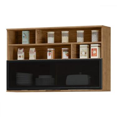 Imagem de Armário Aéreo Cozinha Cloe 1 Porta Basculante Porta Temperos 100% Mdf Freijó - Pnr Móveis