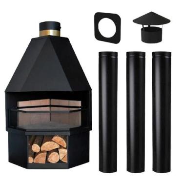 Imagem de Lareira Celine Canto com abertura para lenha - Brasileña