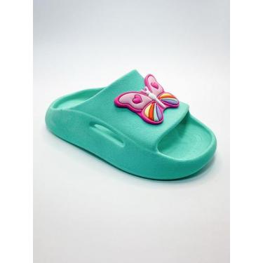 Imagem de Sandália Chinelo Slide Nuvem Menina Infantil com Borboleta Leve Confor