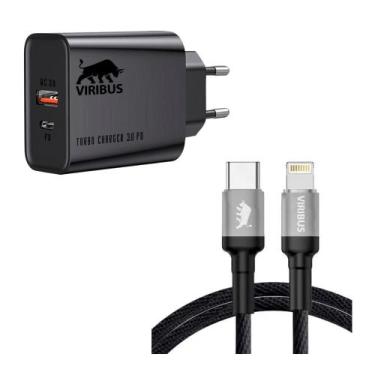 Imagem de Fonte Carregador Turbo 20W Usb Cabo Tipo C para Lightning Viribus, Pre