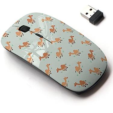 Imagem de Mouse sem fio de 2,4 G com design de padrão fofo para todos os laptops e desktops com nano receptor - camelo infantil vintage