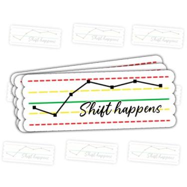 Imagem de 3 peças de adesivos de tabela de controle de qualidade de laboratório Shift Happens - Decalques engraçados com citação de controle de qualidade para profissionais de laboratório, especialistas em