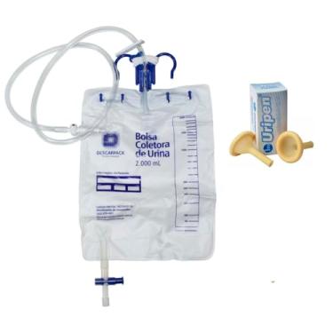 Imagem de Kit Coletor de Urina com Uripen – 6 Coletores Sistema Fechado 2L Descarpack + 6 Uripen Masculino Biomed