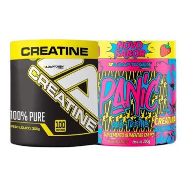 Imagem de Kit Panic Creatine Adaptogen Creatina Pré-treino pote 300g, Morango