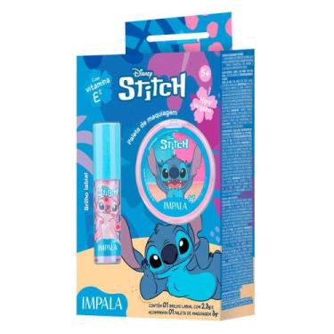 Imagem de Kit Maquiagem Impala Stitch Disney Brilho Labial e Paleta De Maquiagem
