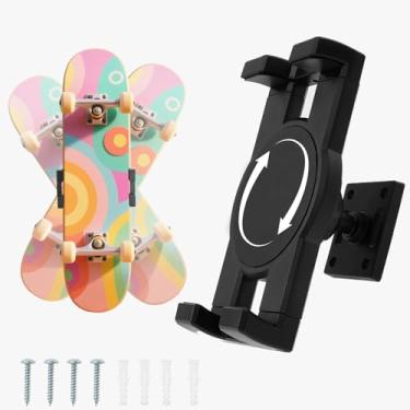Imagem de KOUISYY Suporte de parede para decks de skate, suporte de parede giratório de 360°, suporte de exibição de skate extensível e flutuante, suporte de suporte de armazenamento de carga forte acessórios