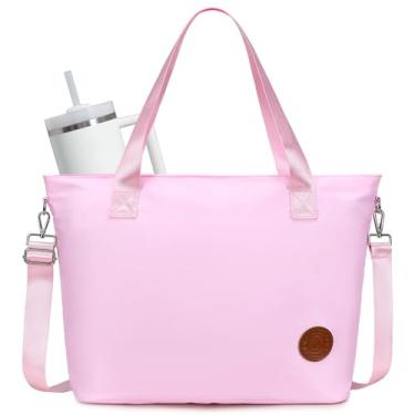 Imagem de JANSBEN Bolsa feminina personalizada - Bolsa de trabalho grande com compartimento para laptop e porta-copos Stanley Bolsa de enfermeira, rosa, One Size