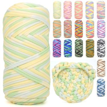 Imagem de Camiseta para crochê, camiseta arco-íris, tecido elástico grosso, fio de crochê para iniciantes, bolsa de tricô à mão, cesta/porta-copos / artesanato faça você mesmo/decoração de casa 200G verde