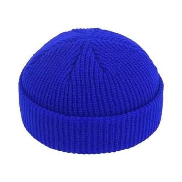 Imagem de Gorro de malha unissex boné moda hip-hop com punho curto boné quente c