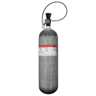Imagem de TUXING Tanque de mergulho 4,7L com válvula de fibra de carbono 4500 psi/300 bar tanque de ar portátil M18 × 1,5 rosca