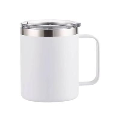 Imagem de É PERFEITA- Caneca Térmica c/Alça 360ml e Tampa Acrilica Antivazamento –Isolamento Parede Dupla, Bebidas Quentes Frias por Horas, Design Portátil, Acabamento Fosco (Branco Alpino, 360ml)