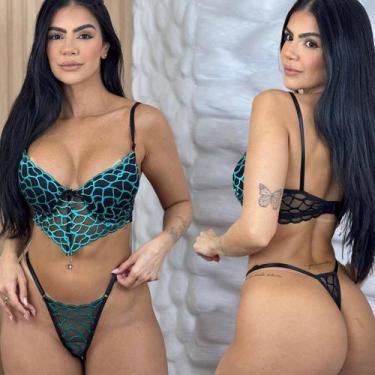 Imagem de Conjunto De Lingerie Sensual Com Bojo Bicolor Fio Dental Luxo - LIke4y