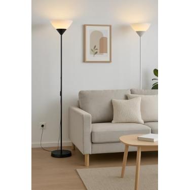 Imagem de Luminária de Piso Pedestal Moderna Bivolt com Soquete E27 | 1,78m – Para Sala, Quarto ou Escritório – Preta ou Branca - Estilo Nórdico - Luz Indireta (Preto)