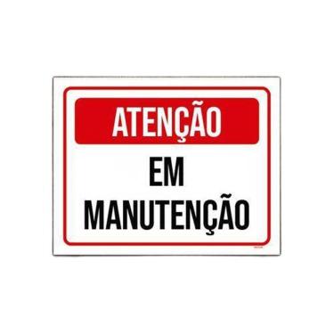 Imagem de Placa Sinalização Atenção Em Manutenção 27X35