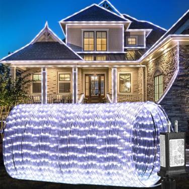 Imagem de Luzes de corda de 1000 LED externas, luzes de corda de LED externas, luzes de corda de plugue à prova d'água, 8 modos, luzes de tubo transparente para trailer, acampamento, piscina, pátio, jardim