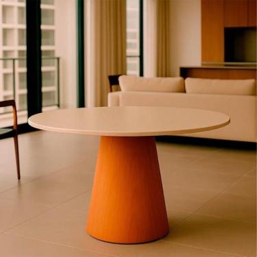 Imagem de Mesa de Jantar Tampo em Mdf com Vidro e Base em Madeira 110cm Araçá - 