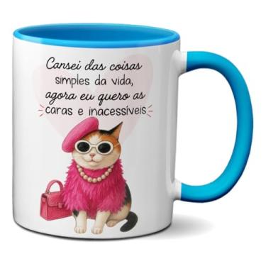 Imagem de Caneca Engraçada Gata Chique, Quero As Coisas Inacessíveis (Azul)