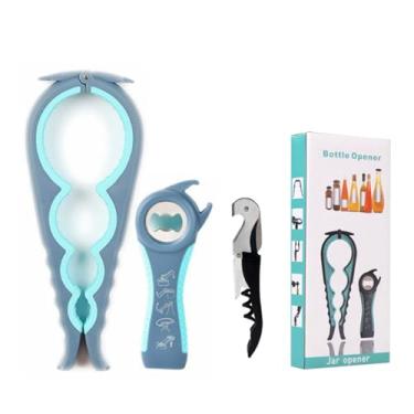 Imagem de Castrap 2025 Novo Conjunto De Abridores De Frasco 5 Em 1 Abridor De Garrafa De Cerveja 4 Em 1 Abridor De Tampa De Cozinha Abridor De Lata Multifuncional Para Uso Doméstico (3PCS - azul)