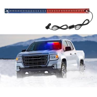 Imagem de Barra de luz piscante de emergência para para-brisas de LED vermelho/azul com ventosa, barra de semáforo intermitente de aviso de perigo, barra de luz intermitente de emergência, luzes de aviso