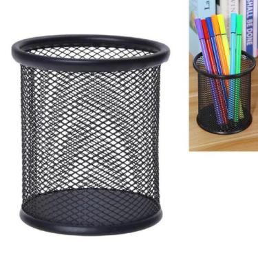 Imagem de Porta Caneta, Porta Lápis, Kit c/ 2 Unds, Redondo, Aramado, Preto - Gv