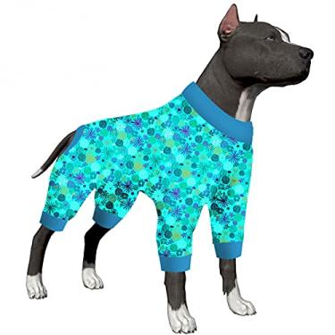 Imagem de LovinPet Moletons para cães para meninos grandes – Camisa calmante para ansiedade de animais de estimação, pijama antilambida, estampa turquesa de plantas marinhas, pijama leve para cães grandes,