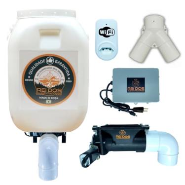 Imagem de Alimentador Automático com Reservatório de Ração de 50 Litros e Divisor Y, Programável via Timer WiFi Plug com App, Ideal para Cachorro Cavalo Bovino Ovelha Cabrito Porco Galinha Pato Coelho Peixe