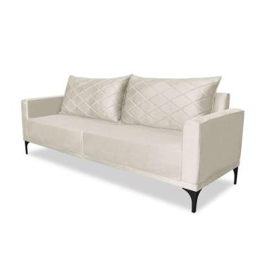 Imagem de Sofá 3 Lugares 2,00m Estofado em Veludo com Pés Metálico - Etios Lucad