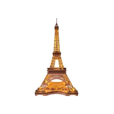 Imagem de Kit de modelos de quebra-cabeça 3D RoWood Eiffel Tower com LED para ad