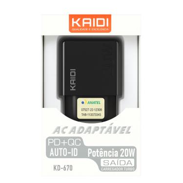 Imagem de Carregador Turbo Rápido / Carregador Preto Bivolt com Cabo USB-C