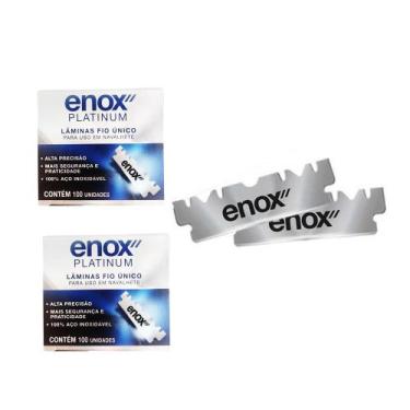 Imagem de Kit 200 Lâminas para Barbear 1/2 Fio Único Inox Enox Platinum
