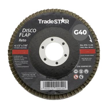 Imagem de Disco Flap 115 Mm G40 Fibra Reto Aço Tradestar